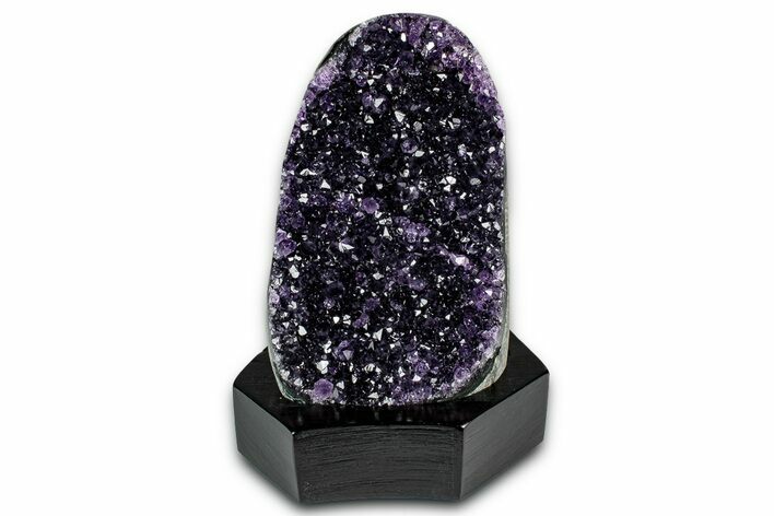 Deep Purple Amethyst Geode With Wood Base - Uruguay #342787